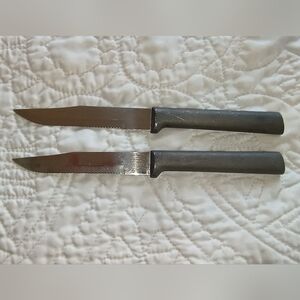 Vintage 60s Rada Cutlery 2 Piece Aluminum & Stainless Steel Steak Knife Set